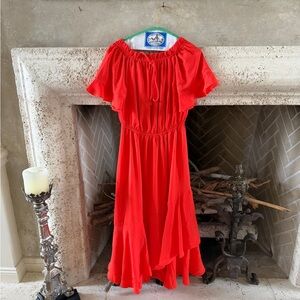 Patrizia Luca Vibrant Red Ruffle Dress